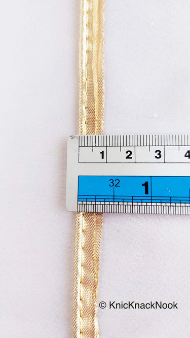 2mm Flanged Insertion Piping on 9mm Band, Yellow Gold Fabric Trim